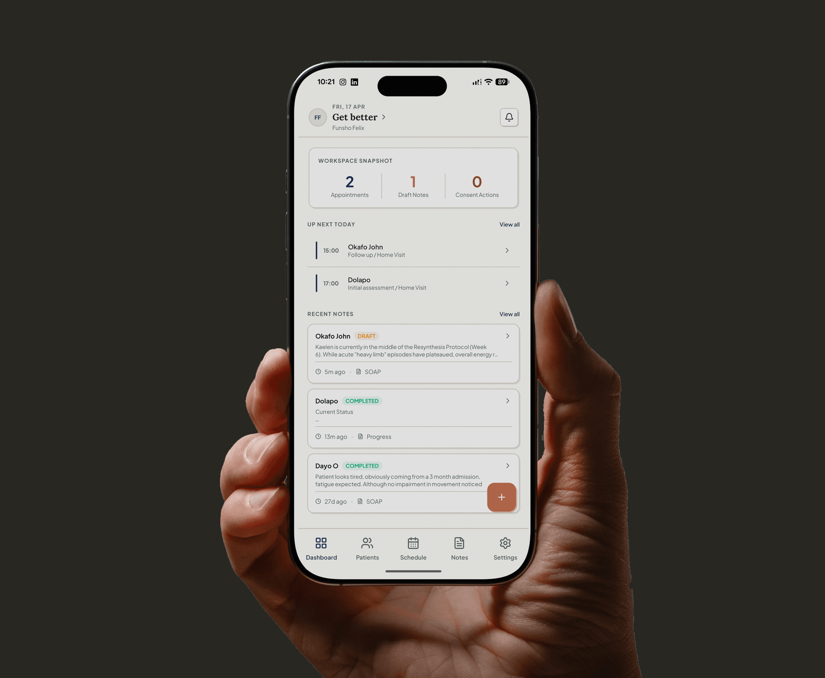 Clinid mobile-first workflow on phone